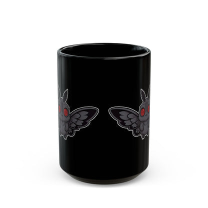 Cute Chibi Mothman, Dark Aesthetic Coffee Cup, Gift for Office, 11oz 15oz, Printed on Both Sides, Cryptid Lover's Tea Mug, Occult