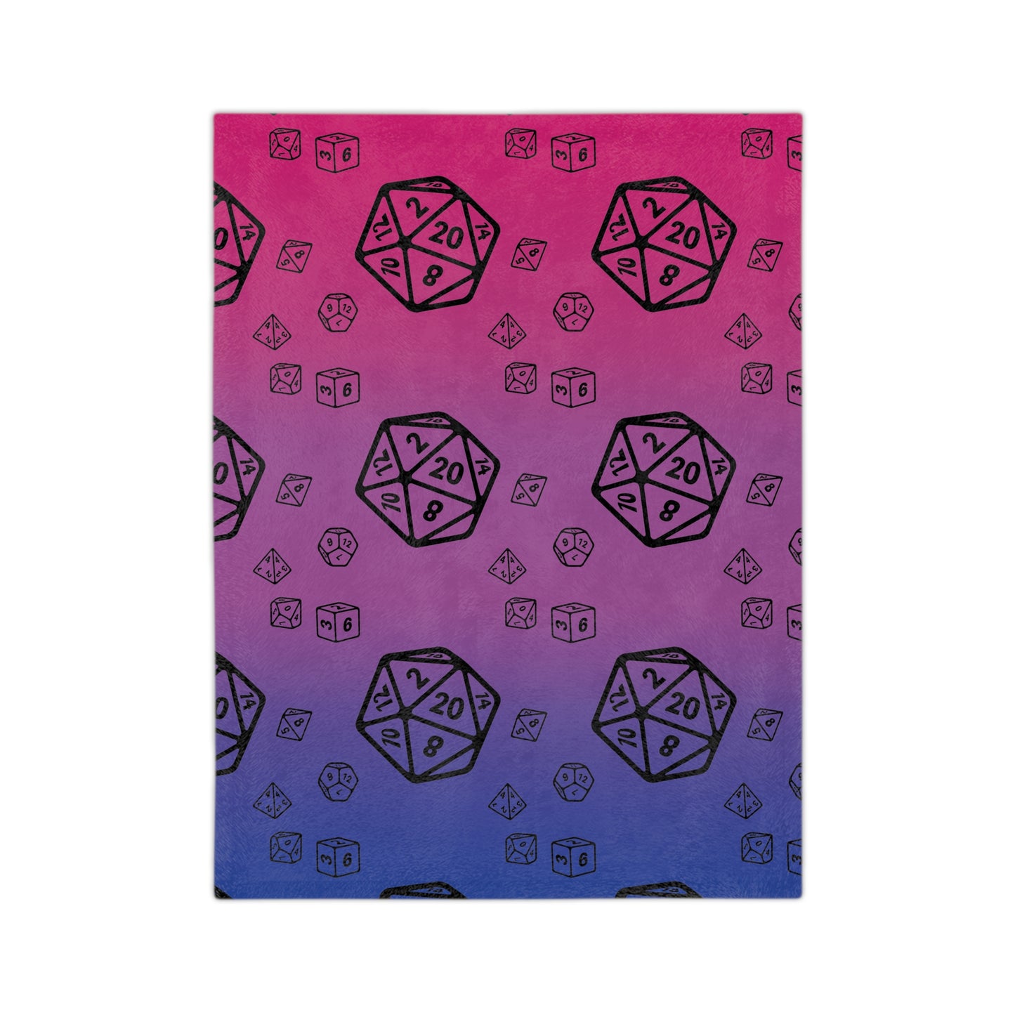 D20 Bisexual Pride Flag Velveteen Lightweight Microfiber Blanket TTRPG Gamer Gift, Dorm Room Throw, Reading Blanket