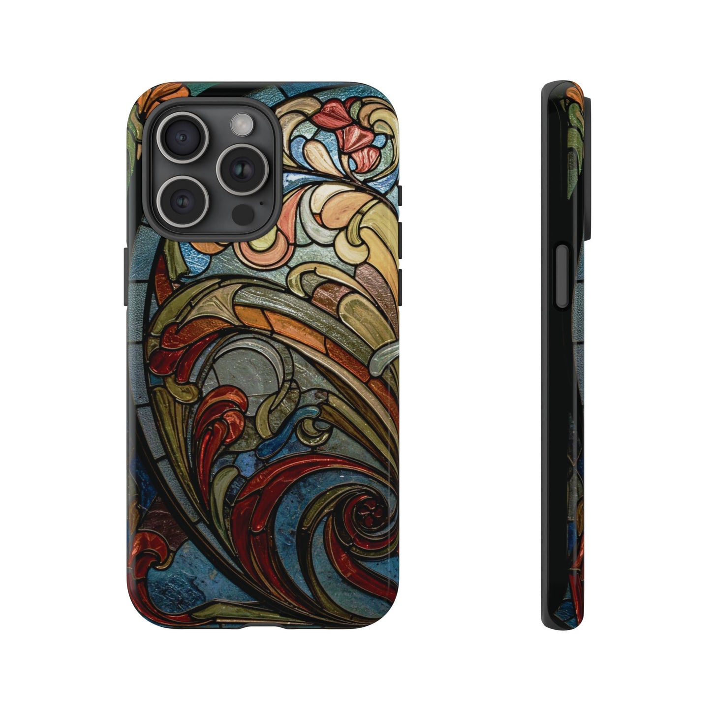 Faux Stained Glass iPhone Case, Art Nouveau Tough Case, Vintage Art Lover Gift, Durable Protector, Artistic Phone Cover, Art Deco Phone Case