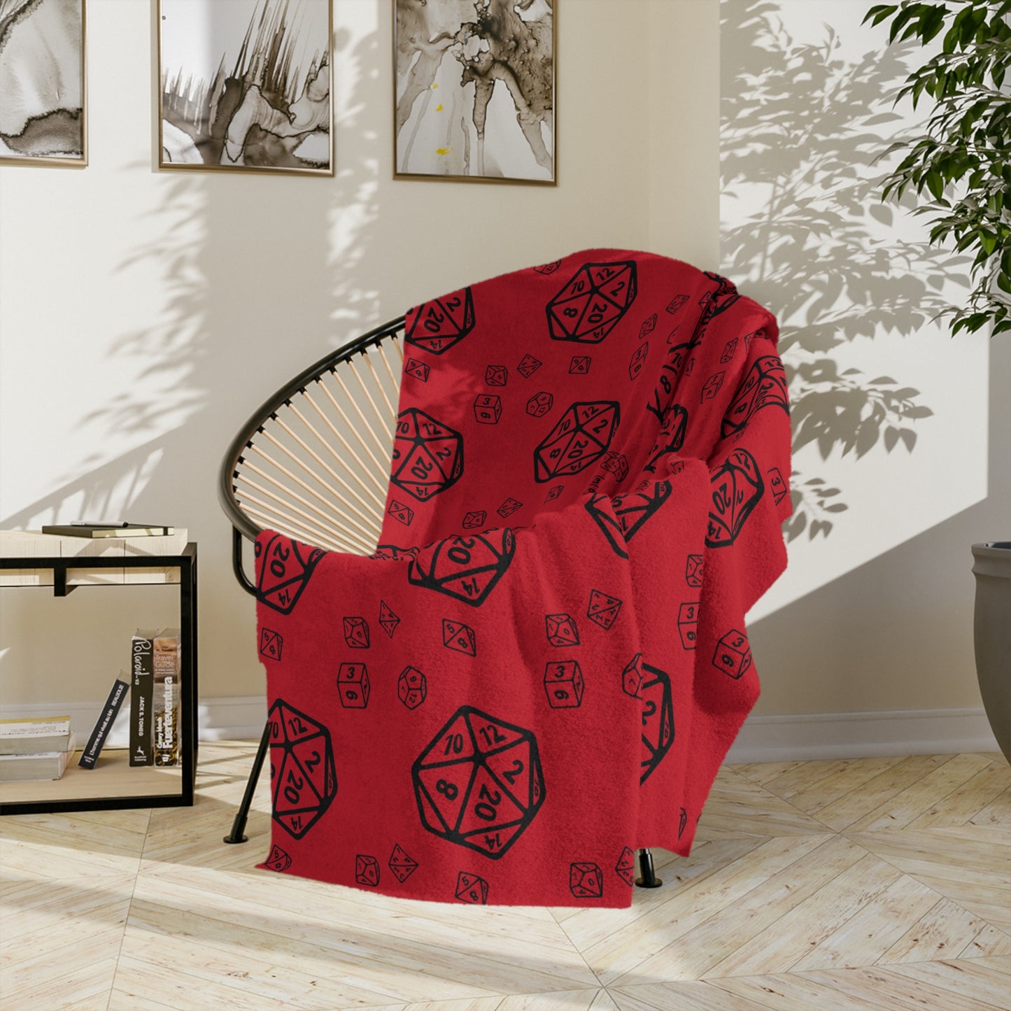 D20 Red Cozy Lightweight Velveteen Microfiber Blanket, Dorm Room Throw, Reading Blanket, Gaming Blanket