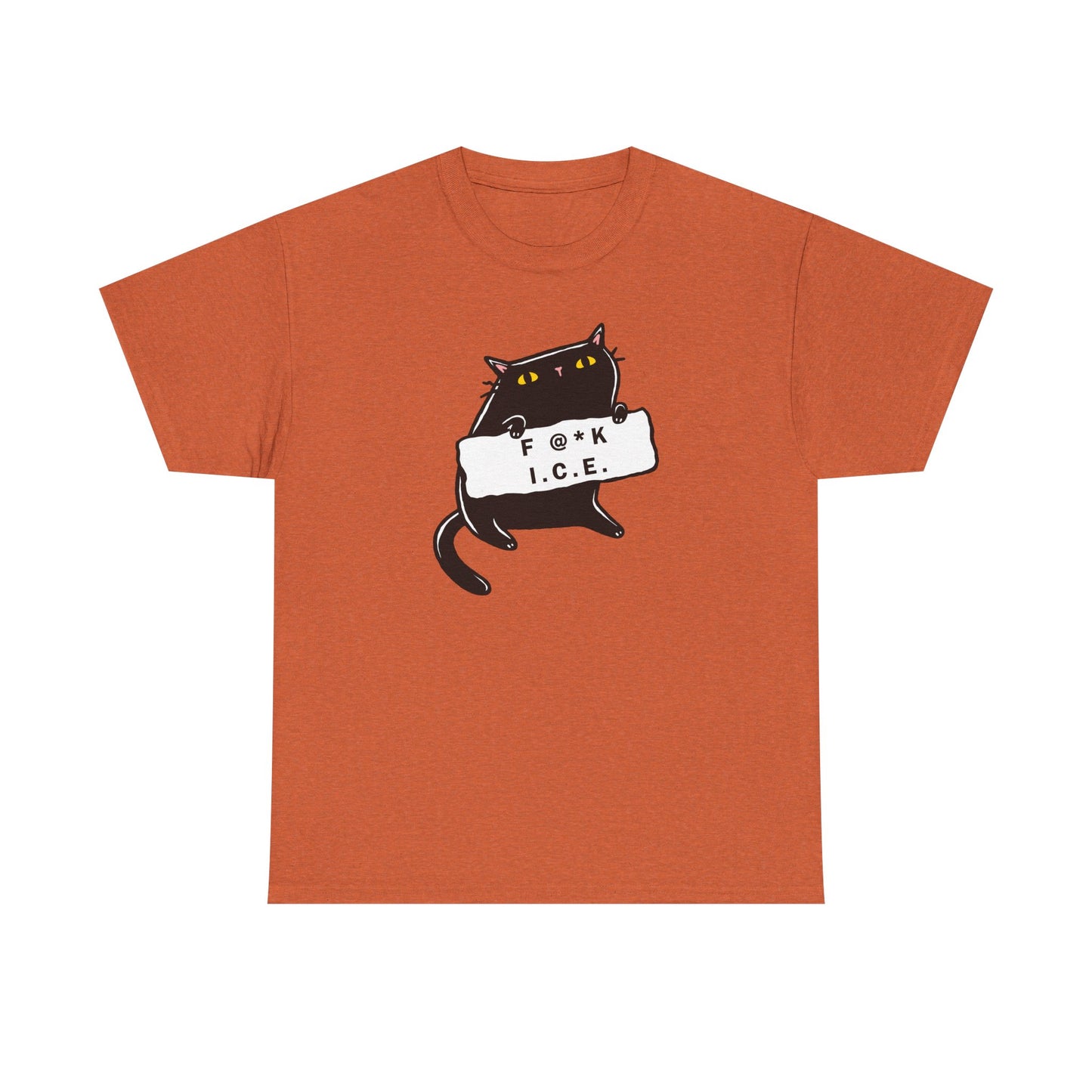 Black Cat Protest Unisex Tee - F**k Ice, Activist Cotton T-Shirt, Cat Lover Gift, Anti-Trump Shirt, Protester Gift, Political Tee