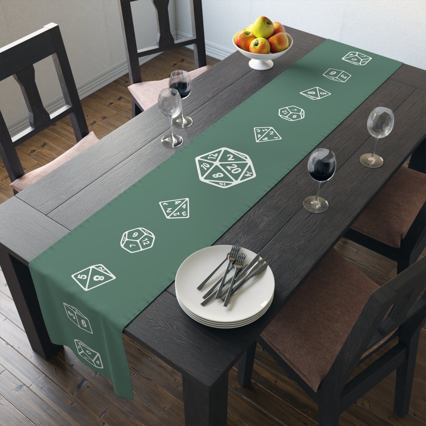 Sage Green D20 Table Runner, Game Night, TTRPG Decorations, Dungeons & Dragons Tabletop Games, Wedding Decor