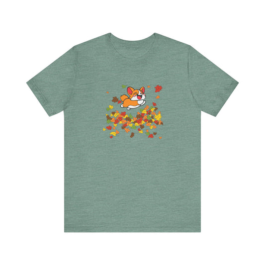 Cute Corgi Fall Autumn Leaves T-Shirt