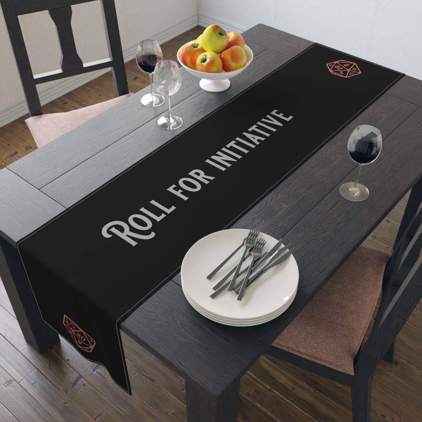 D20 Roll For Initiative Table Runner, Game Night, DnD Table. Gaming Table,  (Cotton, Poly)