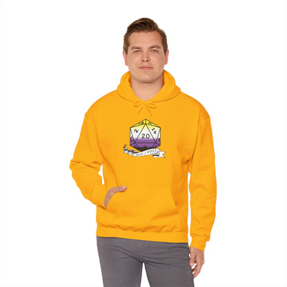 Nerdy Non-Binary Flag Pride | How I Roll | Pride Flag D20 Hoodie | Unisex Heavy Blend™ Hooded Sweatshirt