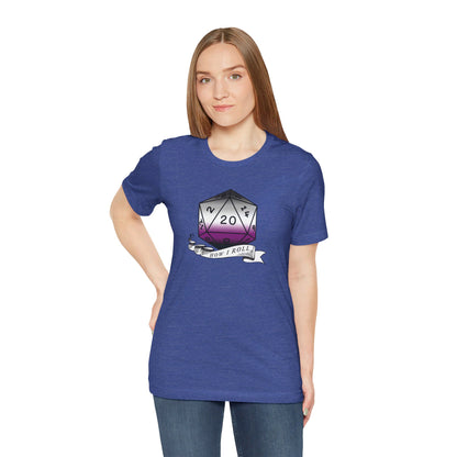 This Is How I Roll | Pride Flag D20 T-Shirt | Unisex T-Shirt | Nerdy Asexual Pride