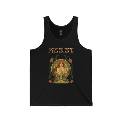 Resist Art Nouveau Mucha Inspired UnisexTank Top, Empowerment Feminist Apparel, Gift for Activists, Summer Protest Shirt