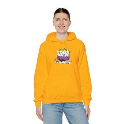 Nerdy Non-Binary Flag Pride | How I Roll | Pride Flag D20 Hoodie | Unisex Heavy Blend™ Hooded Sweatshirt