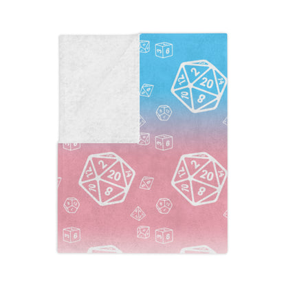 D20 Trans Pride Flag Cozy Lightweight Velveteen Microfiber Blanket, Reading Blanket, DnD Gaming Blanket, Dorm Room Throw