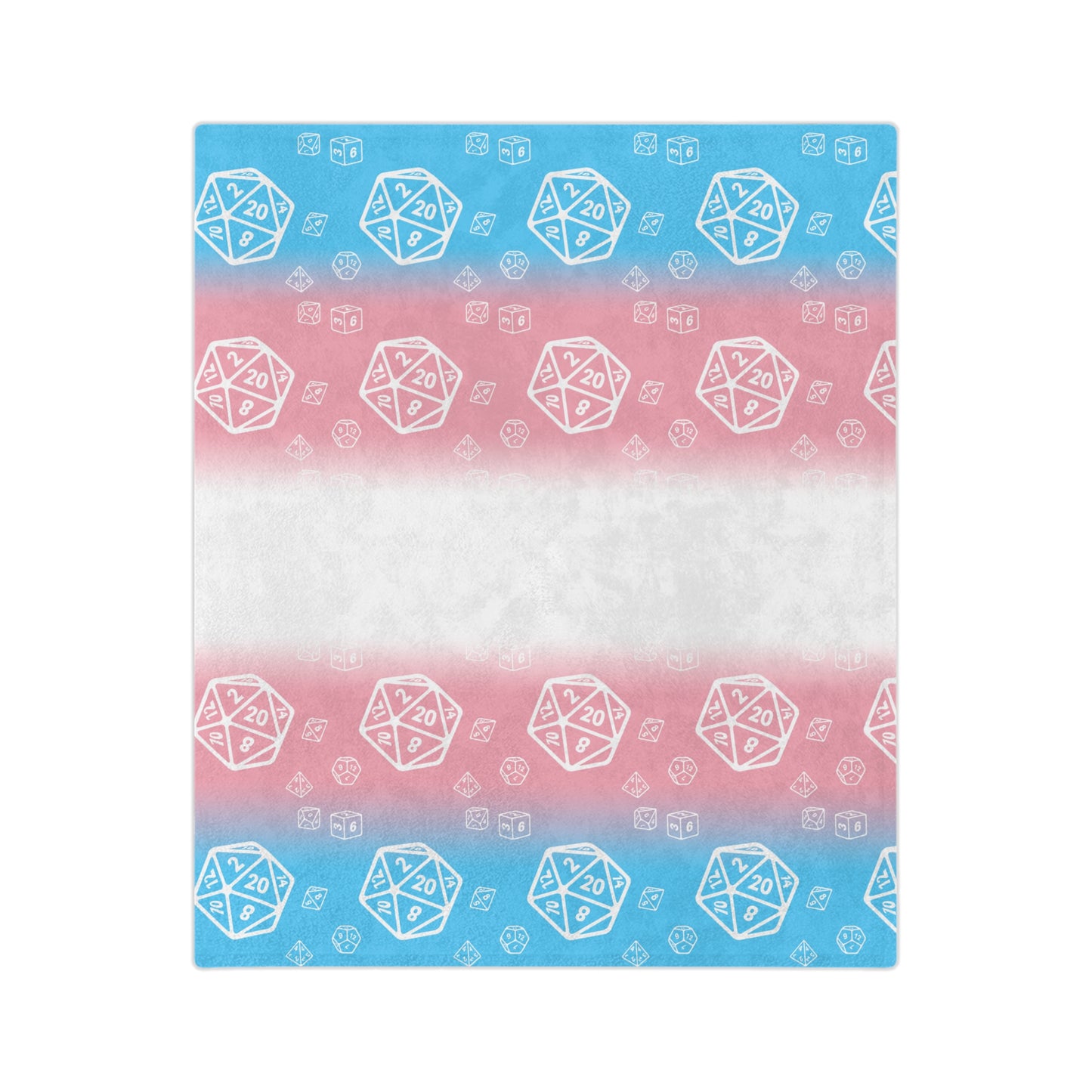 D20 Trans Pride Flag Cozy Lightweight Velveteen Microfiber Blanket, Reading Blanket, DnD Gaming Blanket, Dorm Room Throw
