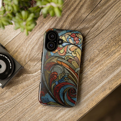 Faux Stained Glass iPhone Case, Art Nouveau Tough Case, Vintage Art Lover Gift, Durable Protector, Artistic Phone Cover, Art Deco Phone Case