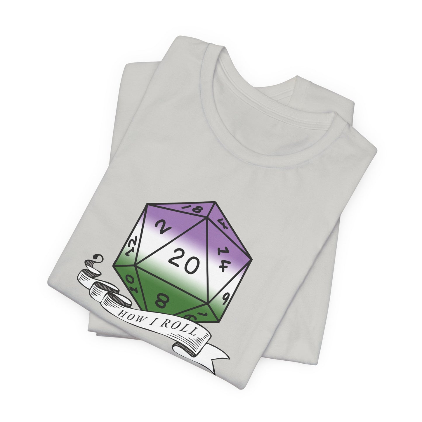 This Is How I Roll | Pride Flag D20 T-Shirt | Unisex T-Shirt | Nerdy Genderqueer Pride
