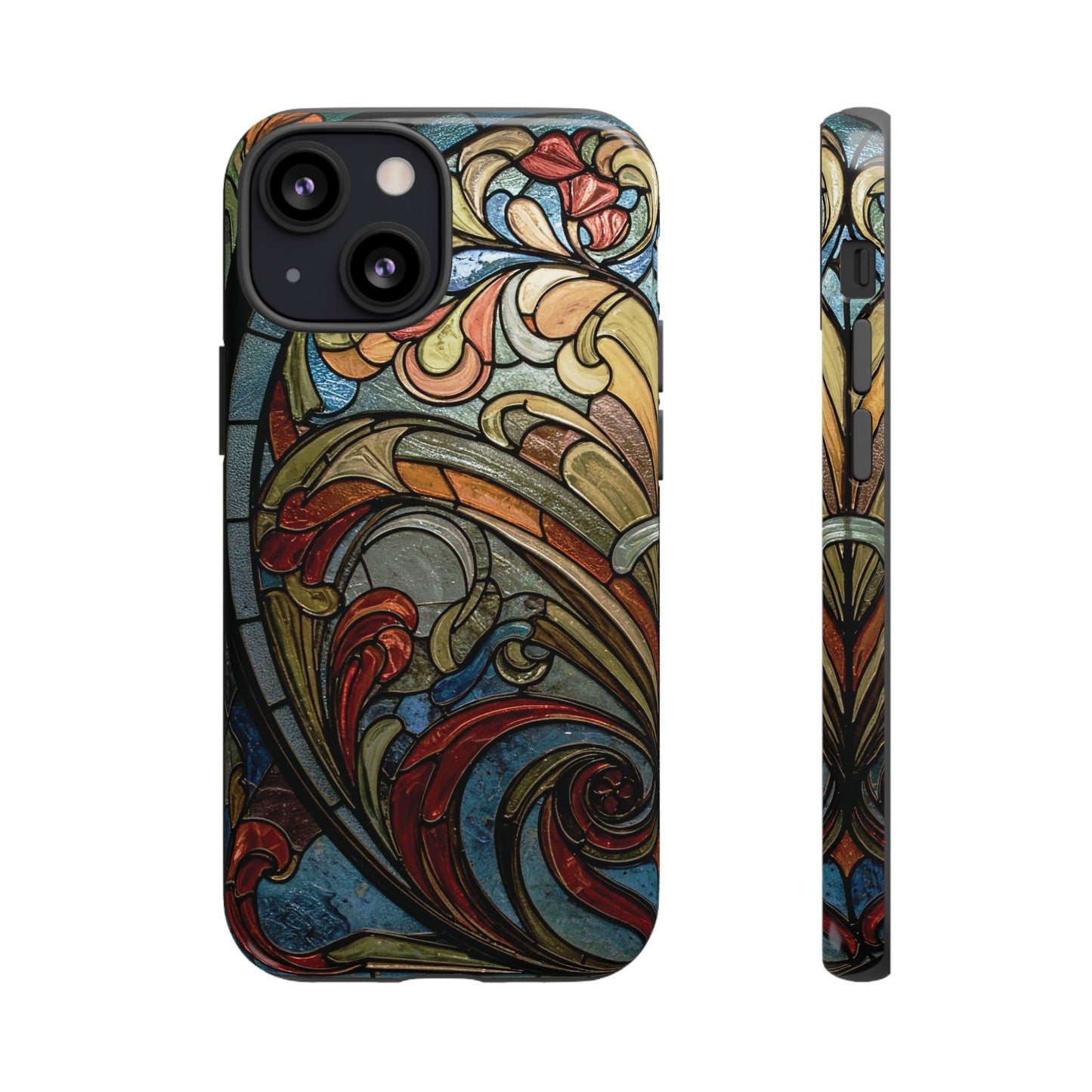 Faux Stained Glass iPhone Case, Art Nouveau Tough Case, Vintage Art Lover Gift, Durable Protector, Artistic Phone Cover, Art Deco Phone Case
