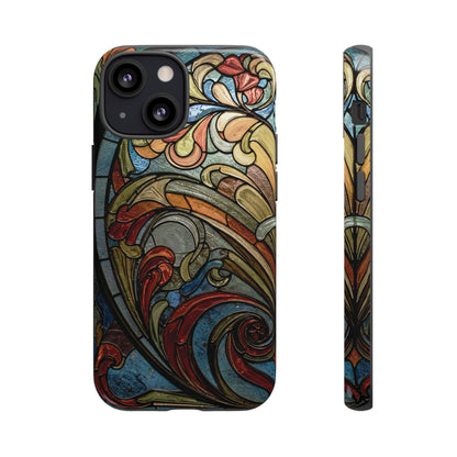Faux Stained Glass iPhone Case, Art Nouveau Tough Case, Vintage Art Lover Gift, Durable Protector, Artistic Phone Cover, Art Deco Phone Case