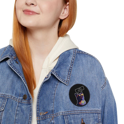 Y2K Retro Cat Anti-Trump Iron-On Patch, Backpack Protest Badge, Circle Facist Embroidered Patch, DIY Jacket Applique, Political Patch for