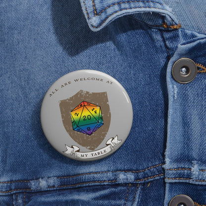 D20 Rainbow Pride Flag Sheild LGBTQ+ Ally Pin, Gamer Pin,  Rainbow Pride Month Accessories, Statement Pin, Pride Parade Gear