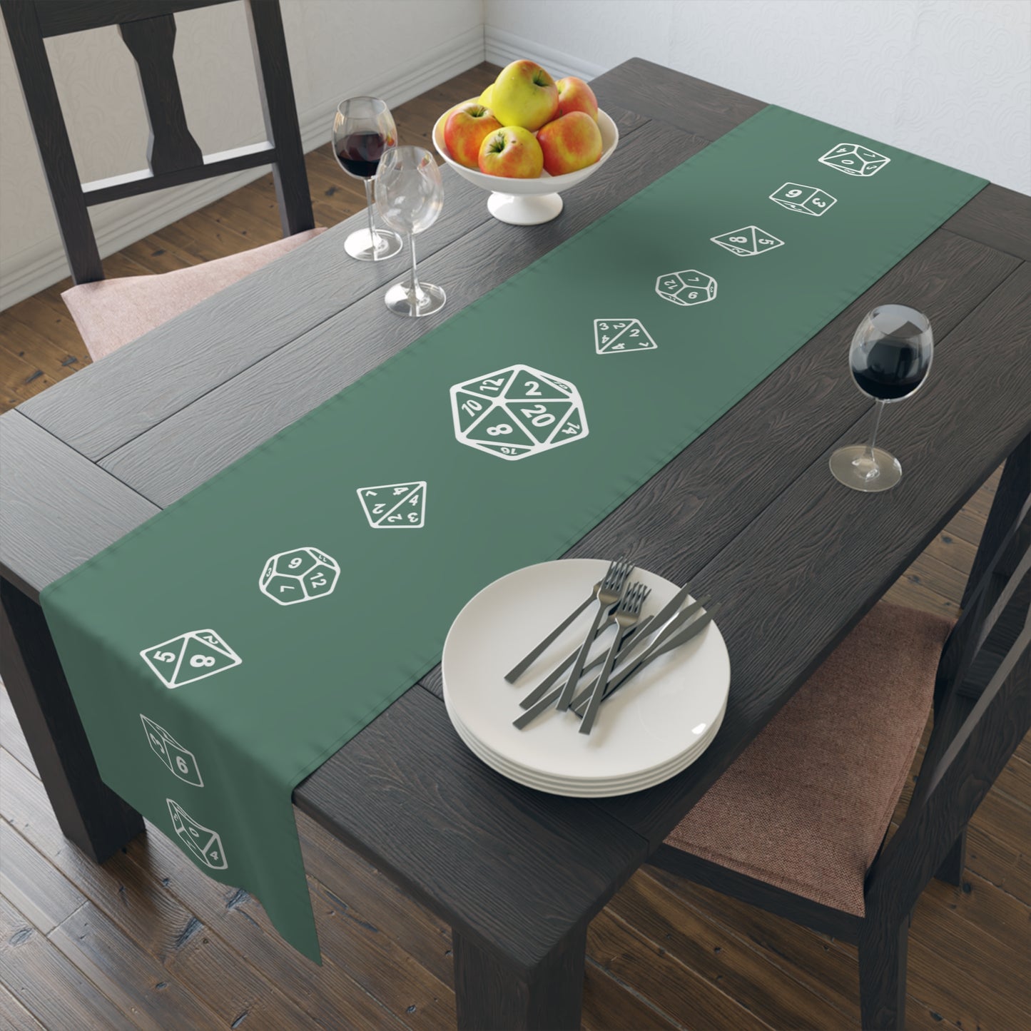 Sage Green D20 Table Runner, Game Night, TTRPG Decorations, Dungeons & Dragons Tabletop Games, Wedding Decor