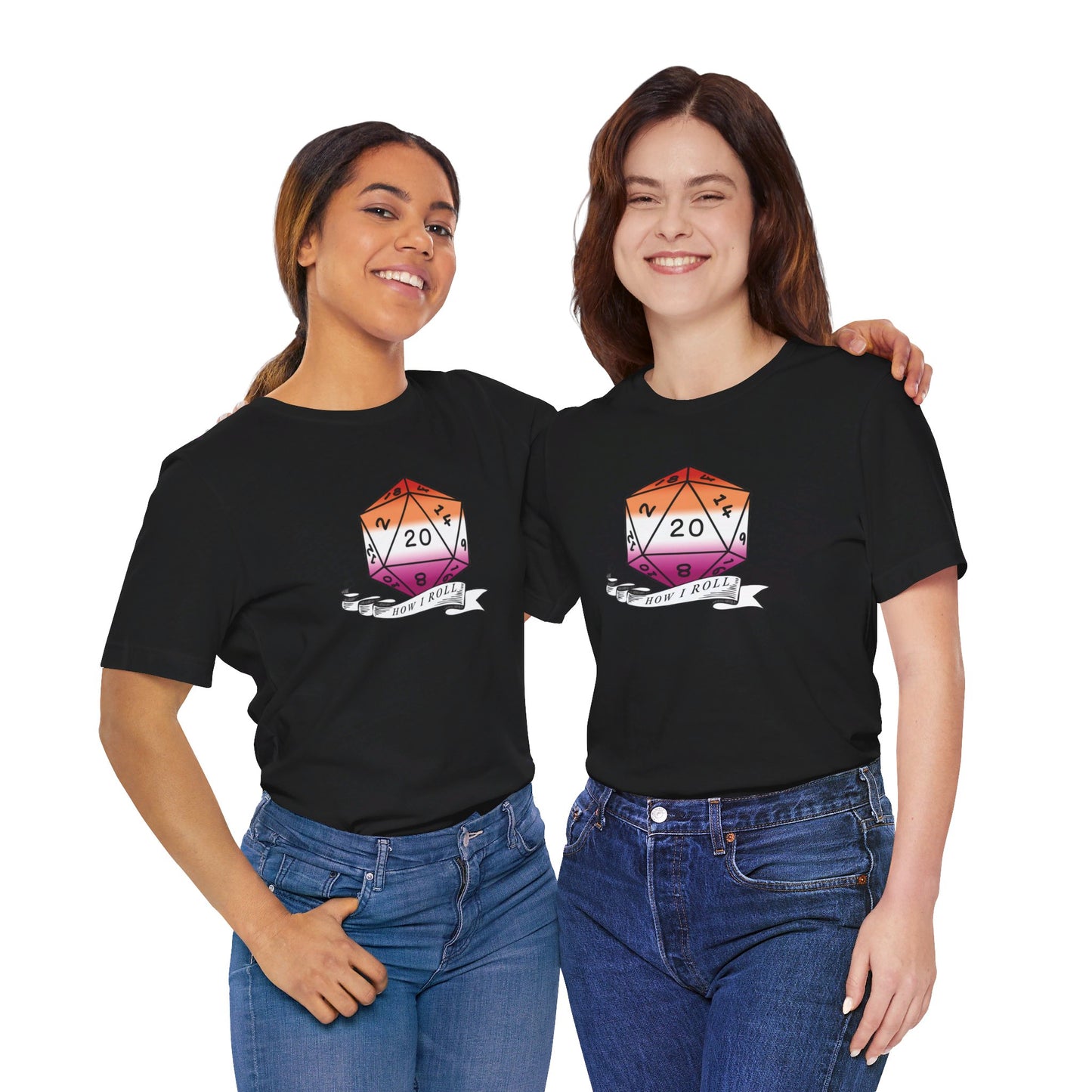 This Is How I Roll | Pride Flag D20 T-Shirt | Unisex T-Shirt | Nerdy Lesbian Pride