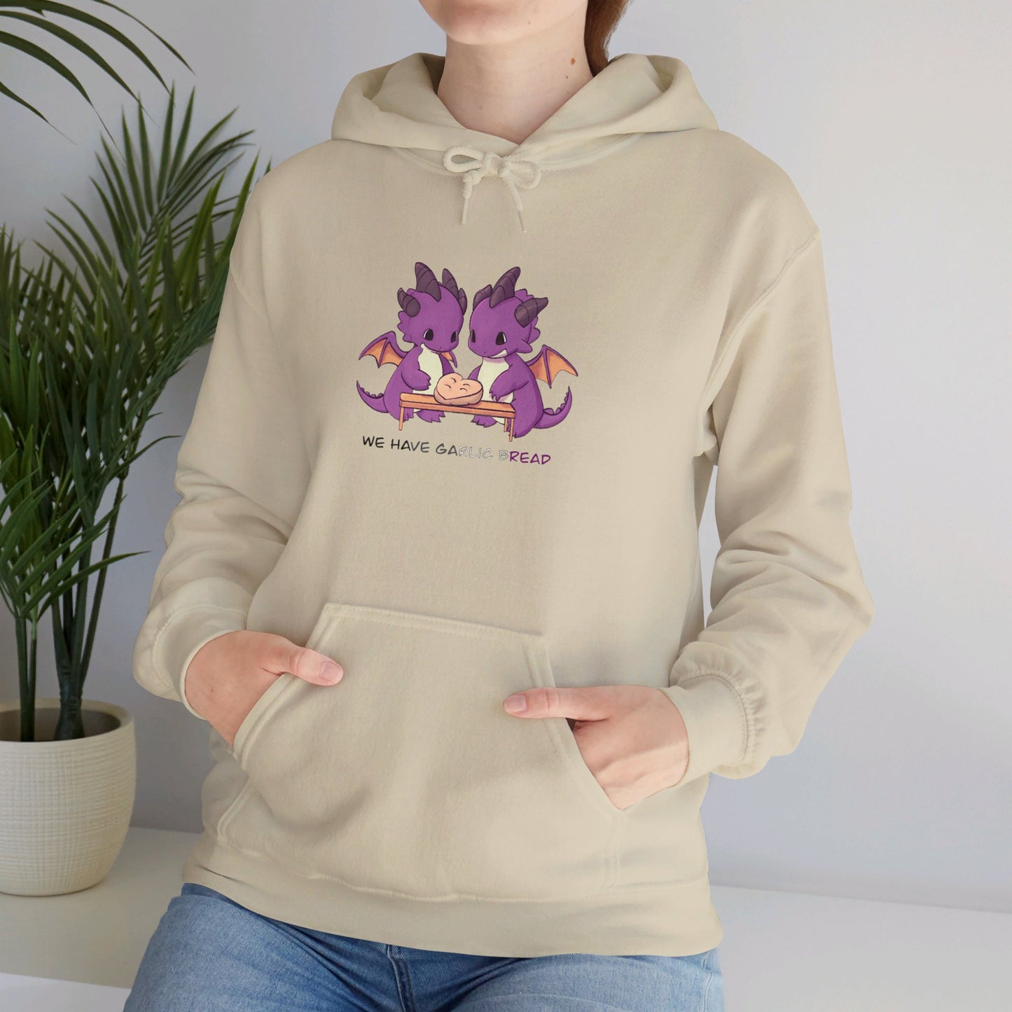 Asexual Dragons Making Garlic Bread Hoodie | Unisex Heavy Blend™ Hooded Sweatshirt