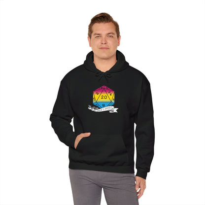 Nerdy Pansexual Flag Pride | How I Roll | Pride Flag D20 Hoodie | Unisex Heavy Blend™ Hooded Sweatshirt