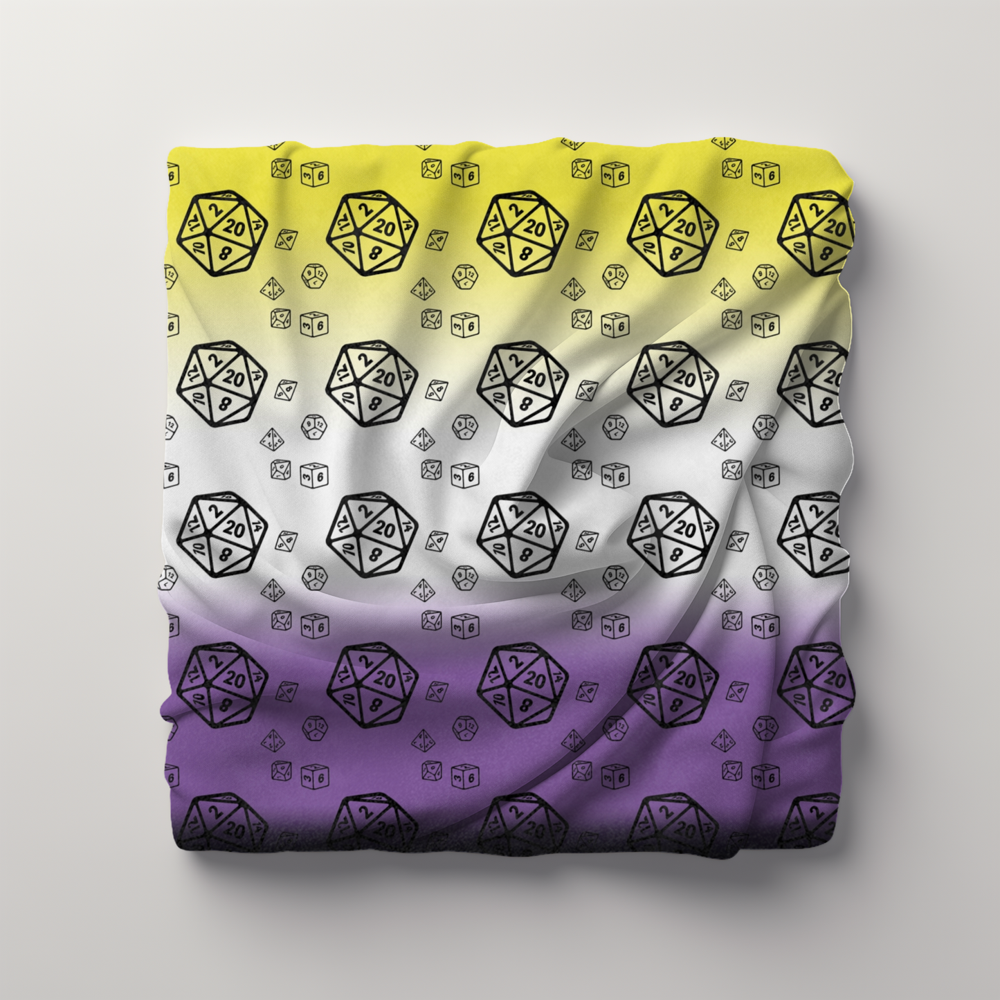 D20 Non-binary Pride Flag Lightweight Velveteen Microfiber Blanket, Dorm Room Throw, Reading Blanket, Gaming Blanket