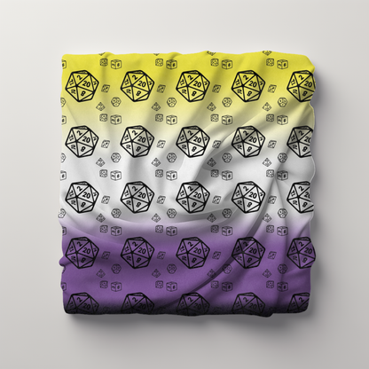 D20 Non-binary Pride Flag Lightweight Velveteen Microfiber Blanket, Dorm Room Throw, Reading Blanket, Gaming Blanket