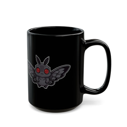 Cute Chibi Mothman, Dark Aesthetic Coffee Cup, Gift for Office, 11oz 15oz, Printed on Both Sides, Cryptid Lover's Tea Mug, Occult