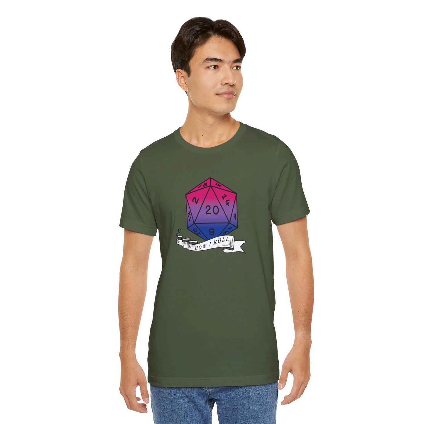 This Is How I Roll | Pride Flag D20 T-Shirt | Unisex T-Shirt | Nerdy Bisexual Pride