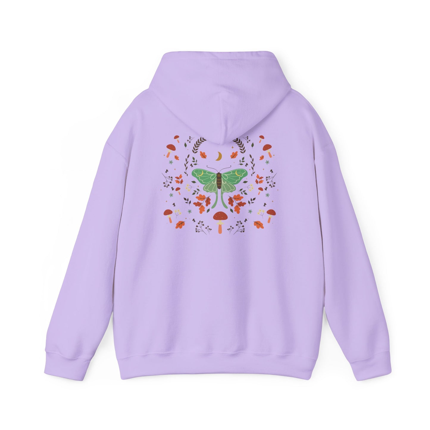 Luna Moth Vintage Boho Hoodie Woodland Vibes Green Moth Sweater Forest Botanical Floral Top Hooded Sweatshirt