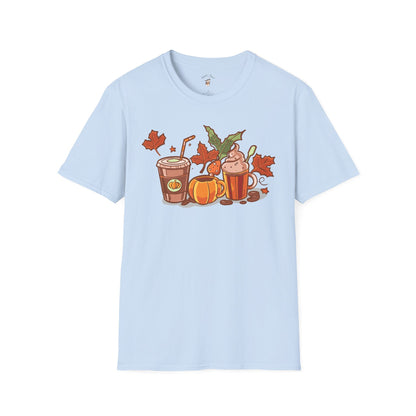 Fall Coffee Shirt, Cute Fall T-Shirt, Coffee Lover tee, Halloween Pumpkin Latte, Pumpkin Spice Shirt,  Unisex Softstyle T-Shirt