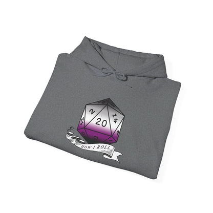 Nerdy Asexual Flag Pride | How I Roll | Pride Flag D20 Hoodie | Unisex Heavy Blend™ Hooded Sweatshirt