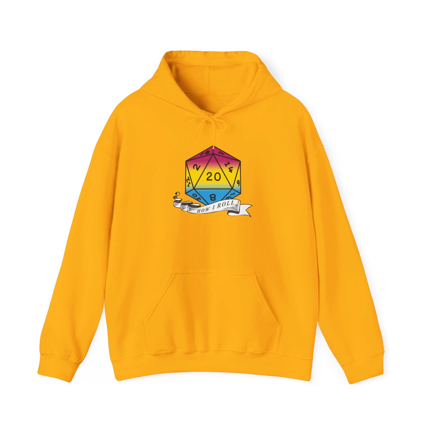 Nerdy Pansexual Flag Pride | How I Roll | Pride Flag D20 Hoodie | Unisex Heavy Blend™ Hooded Sweatshirt