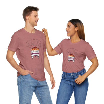 Lesbian Flag Dungeons & Dragons Wedding Party T-Shirts |TTRPG | Unisex T-Shirt | Nerdy Non-Binary