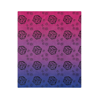 D20 Bisexual Pride Flag Velveteen Lightweight Microfiber Blanket TTRPG Gamer Gift, Dorm Room Throw, Reading Blanket