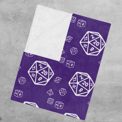 D20 Purple Cozy Lightweight Velveteen Microfiber Blanket, Dorm Room Throw, Reading Blanket, Gaming Blanket