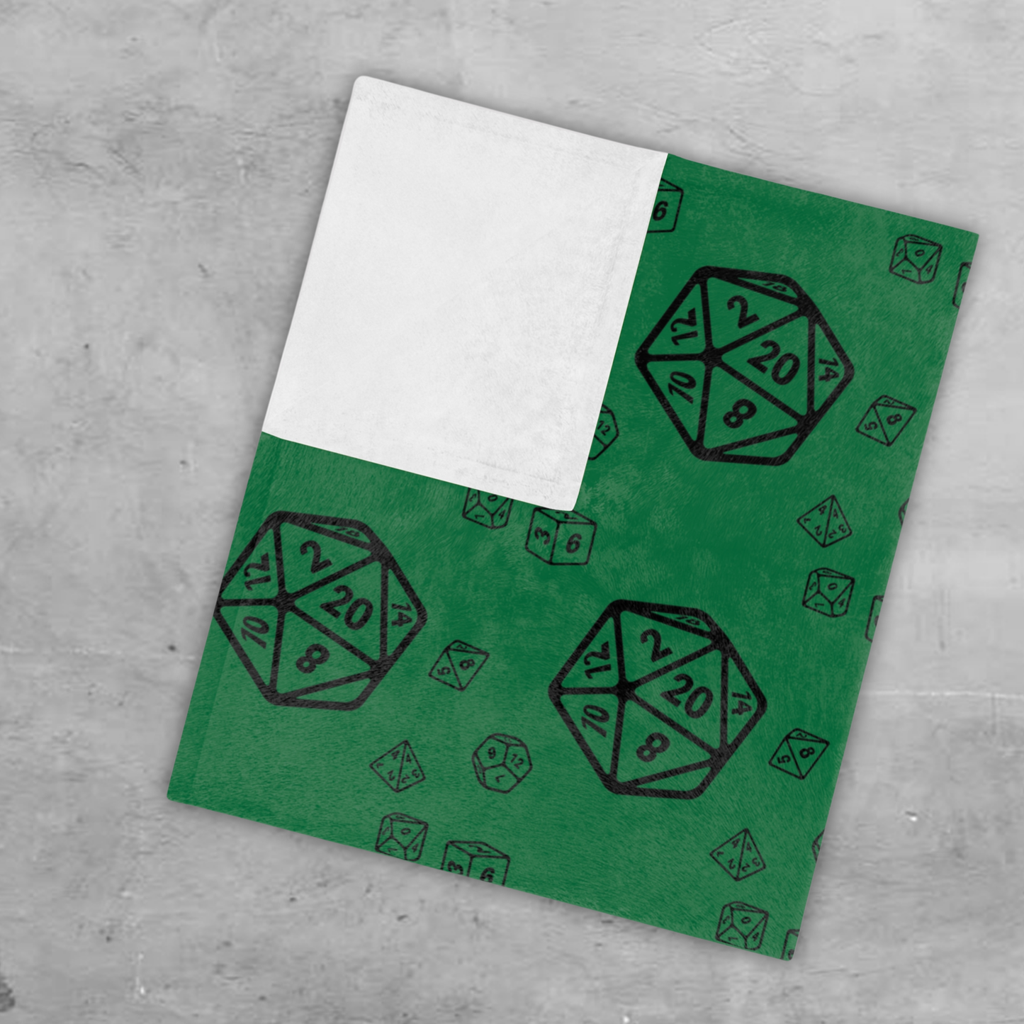 D20 Green Cozy Lightweight Velveteen Microfiber Blanket, Dorm Room Throw, Reading Blanket, Gaming Blanket