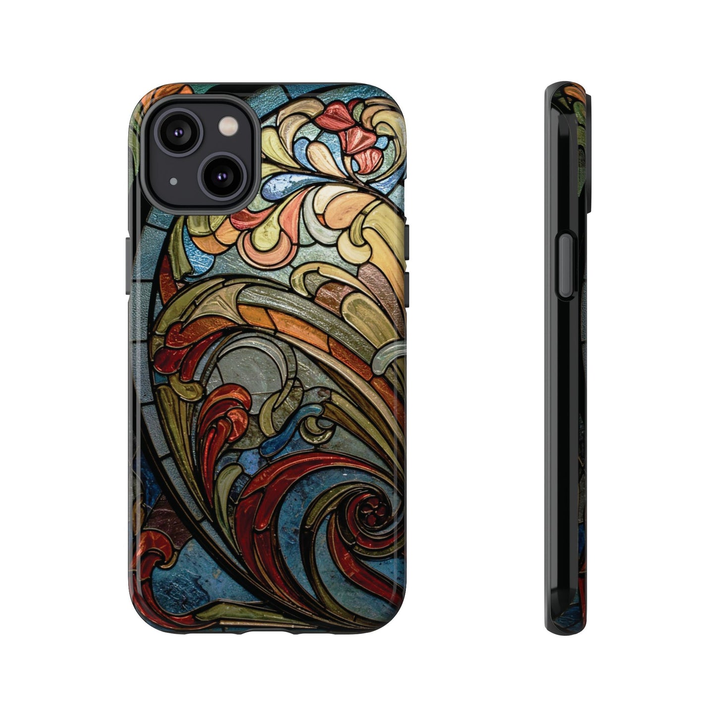 Faux Stained Glass iPhone Case, Art Nouveau Tough Case, Vintage Art Lover Gift, Durable Protector, Artistic Phone Cover, Art Deco Phone Case