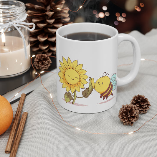 Cute Bee and Flower Mug | Bee Lover Gift | 11 oz Ceramic Mug