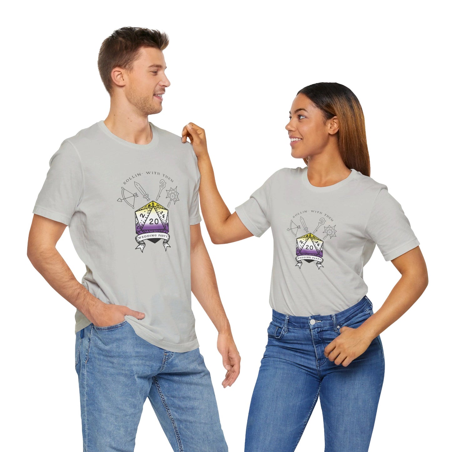 Non-Binary Flag Dungeons & Dragons Wedding Party T-Shirts |TTRPG | Unisex T-Shirt