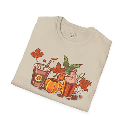 Fall Coffee Shirt, Cute Fall T-Shirt, Coffee Lover tee, Halloween Pumpkin Latte, Pumpkin Spice Shirt,  Unisex Softstyle T-Shirt