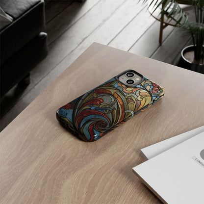 Faux Stained Glass iPhone Case, Art Nouveau Tough Case, Vintage Art Lover Gift, Durable Protector, Artistic Phone Cover, Art Deco Phone Case