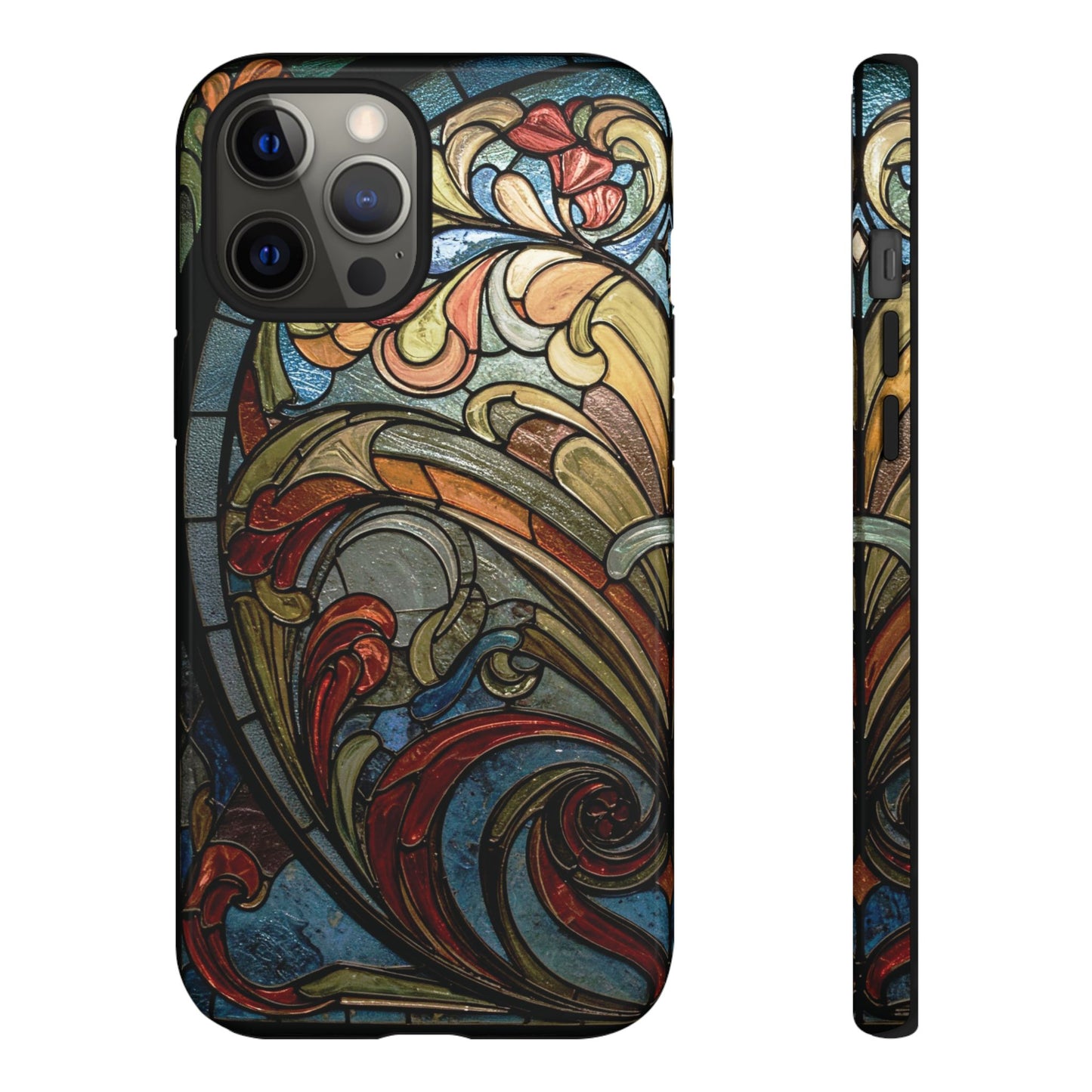 Faux Stained Glass iPhone Case, Art Nouveau Tough Case, Vintage Art Lover Gift, Durable Protector, Artistic Phone Cover, Art Deco Phone Case