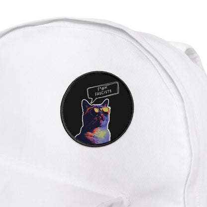 Y2K Retro Cat Anti-Trump Iron-On Patch, Backpack Protest Badge, Circle Facist Embroidered Patch, DIY Jacket Applique, Political Patch for