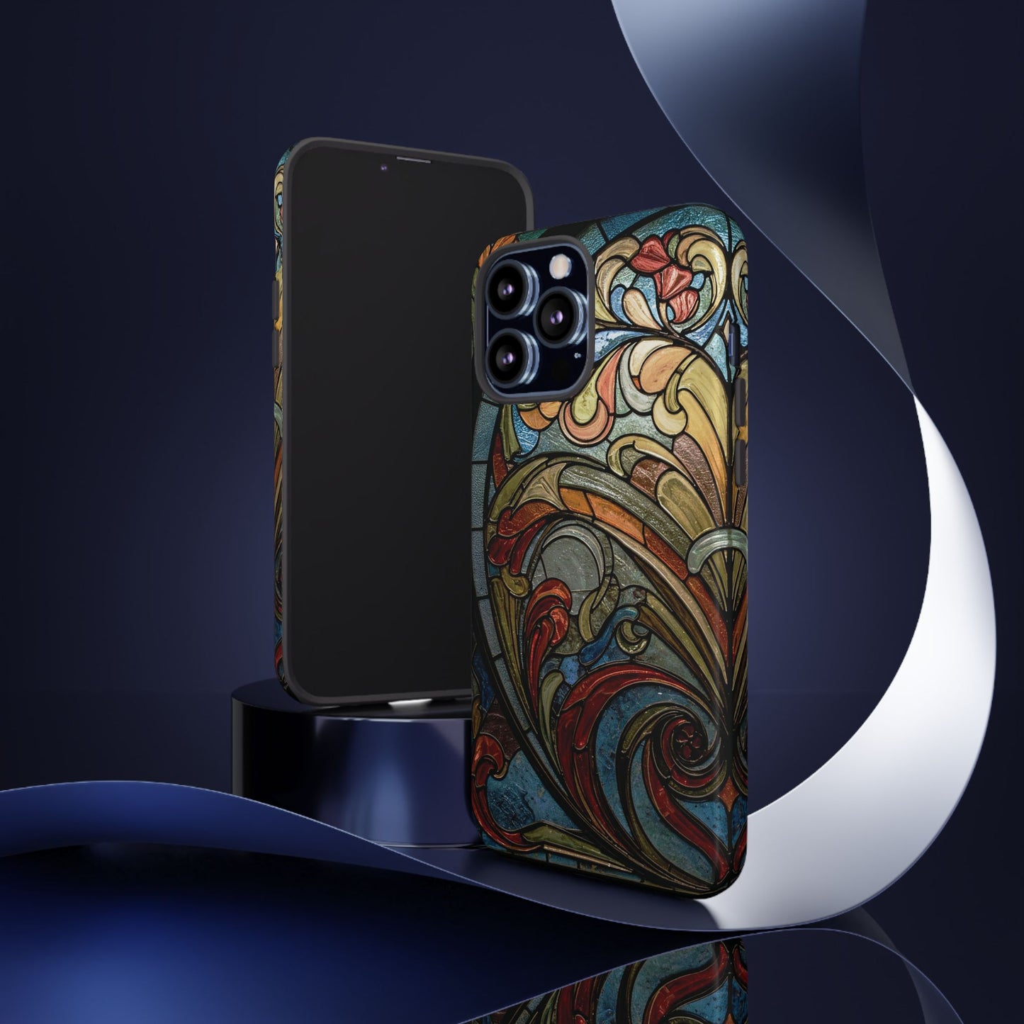 Faux Stained Glass iPhone Case, Art Nouveau Tough Case, Vintage Art Lover Gift, Durable Protector, Artistic Phone Cover, Art Deco Phone Case