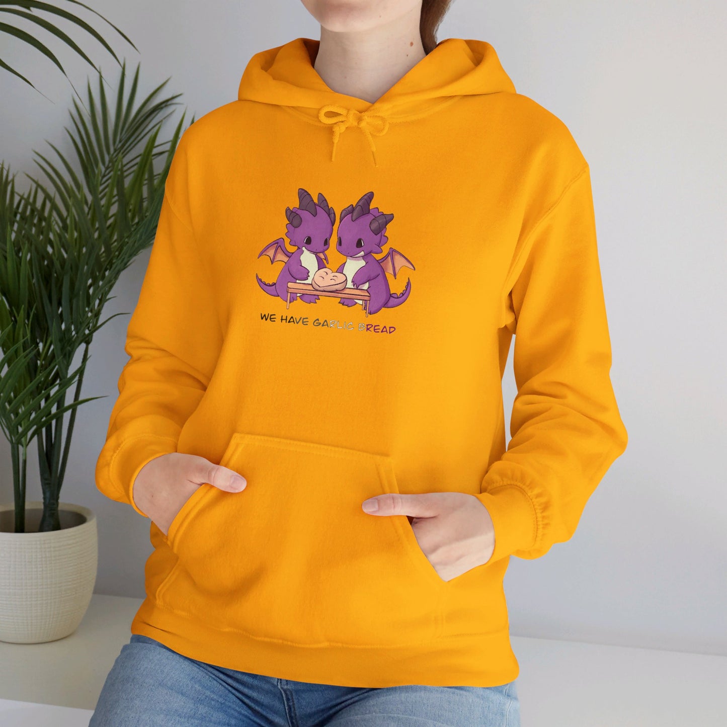 Asexual Dragons Making Garlic Bread Hoodie | Unisex Heavy Blend™ Hooded Sweatshirt