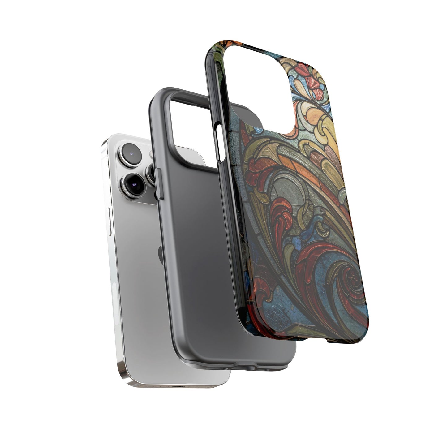 Faux Stained Glass iPhone Case, Art Nouveau Tough Case, Vintage Art Lover Gift, Durable Protector, Artistic Phone Cover, Art Deco Phone Case