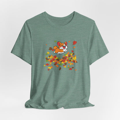 Cute Corgi Fall Autumn Leaves T-Shirt