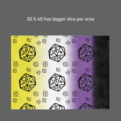 D20 Non-binary Pride Flag Lightweight Velveteen Microfiber Blanket, Dorm Room Throw, Reading Blanket, Gaming Blanket