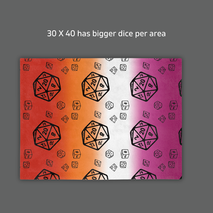D20 Lesbian Pride Flag Lightweight Velveteen Microfiber Blanket TTRPG Gamer Gift