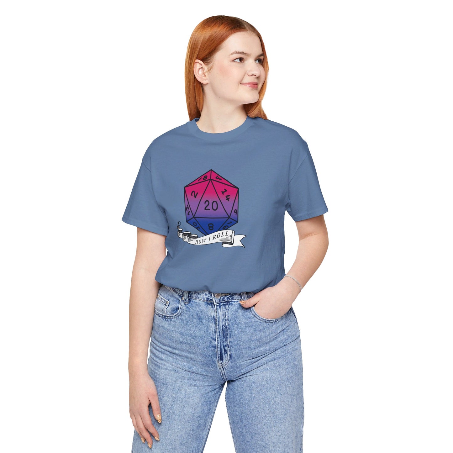 This Is How I Roll | Pride Flag D20 T-Shirt | Unisex T-Shirt | Nerdy Bisexual Pride